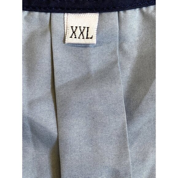 Embroidered Floral Navy Blue Mexican Blouse XXL Cotton V-Neck Short Sleeve - Picture 3 of 4